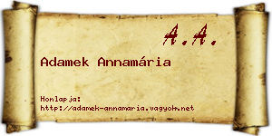 Adamek Annamária névjegykártya